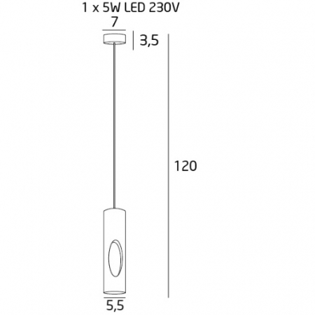 Lustra neagra tip pendul cilindric iluminare LED Manda Ø 5,5 cm din metal, inaltime reglabila, P0176 - Maxlight [1]