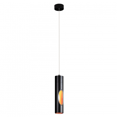 Produse - Lustra neagra tip pendul cilindric iluminare LED Manda Ø 5,5 cm din metal, inaltime reglabila, P0176 - Maxlight