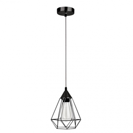 Promotii - Lustra neagra tip pendul Fredri abajur geometric din tije metalice, Ø 17 cm, 7605180 - Novaluce