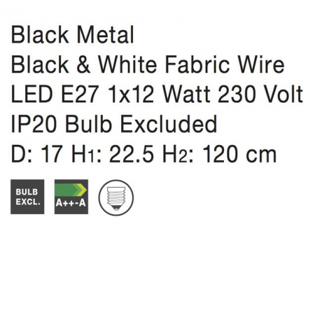 Lustra neagra tip pendul Fredri abajur geometric din tije metalice, Ø 17 cm, 7605180 - Novaluce [3]