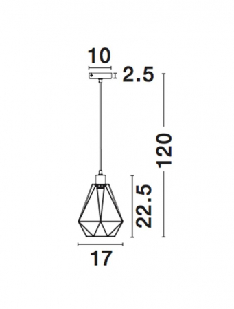 Lustra neagra tip pendul Fredri abajur geometric din tije metalice, Ø 17 cm, 7605180 - Novaluce [2]