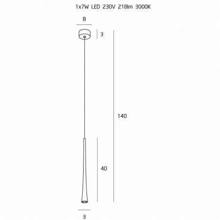 Lustra neagra tip pendul iluminare LED Deus Ø 3 cm inaltime reglabila 40-140 cm, P0372 - Maxlight [1]