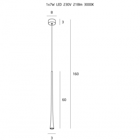 Lustra neagra tip pendul iluminare LED Deus Ø 3 cm inaltime reglabila 60-160 cm, P0373 - Maxlight [1]