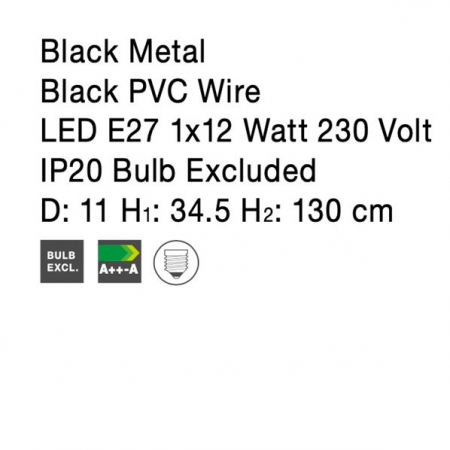 Lustra neagra tip pendul Marena abajur tip plasa metal, Ø 10 cm, 9402435 - Novaluce [8]