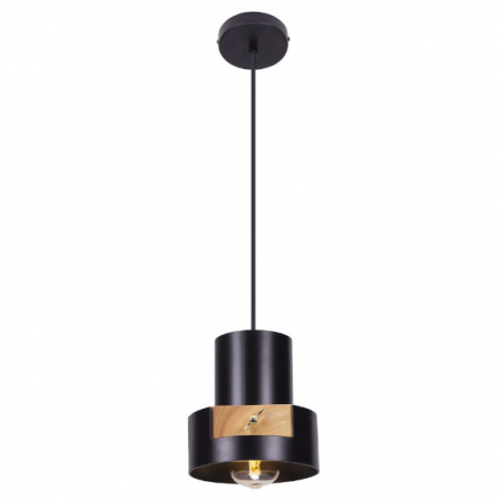 Lustre - Lustra neagra tip pendul Zaina Ø 16,5 cm metal/lemn, inaltime reglabila, P0349 - Maxlight