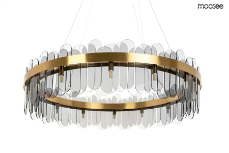 Lustre - Lustră Nemo 90x90x100 cm, Sticlă și Oțel Auriu - Moosee