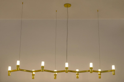 Lustra orizontala design modern Oskar Long 175 cm, crom/auriu, DW-d1005-10C.GOLD - King [5]
