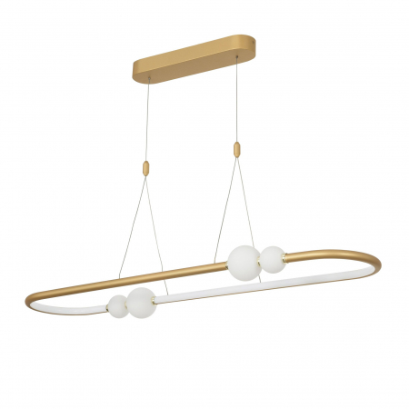 Lustra orizontala dimabila LED neagra/aurie Charon 100 cm, detalii glob albe sticla, design modern, 9820603 - Novaluce [8]