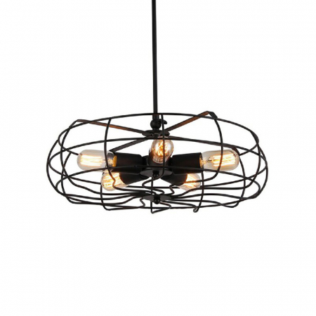 Lustra pe fir neagra stil industrial Pavol Ø 47 cm in forma de ventilator, metal, 5 becuri, AZ 2532 - Azzardo [1]
