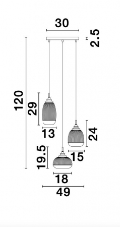 Lustra pe fir retro pendule forme diferite sticla transparenta Niraj Ø49 cm, metal auriu satinat, 9731214 - Novaluce [5]