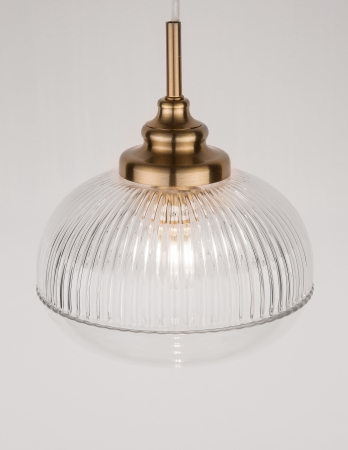 Lustra pe fir retro sticla transparenta Niraj Ø18 cm forma rotunda, detalii metal auriu satinat, 9738211 - Novaluce [3]
