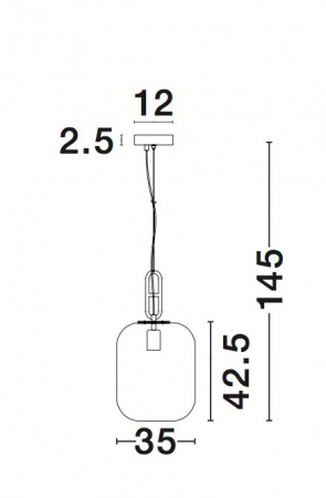 Lustra pe fir sticla fumurie Raja Ø25/35 cm, forma cilindrica, design industrial, 9120669 - Novaluce [2]