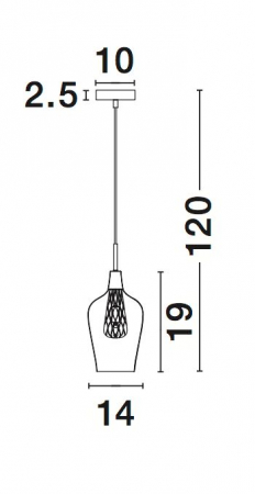 Lustra pe fir sticla transparenta Hari Ø14 cm, detalii impletite metal auriu, 1500202831 - Novaluce [2]