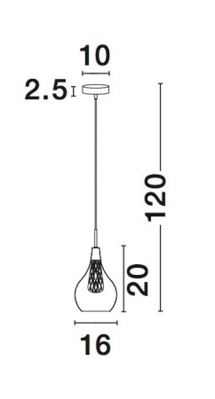 Lustra pe fir sticla transparenta Hari Ø16 cm, detalii impletite metal auriu, 1500202811 - Novaluce [2]