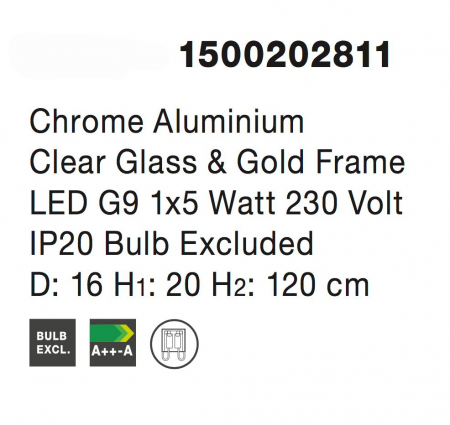 Lustra pe fir sticla transparenta Hari Ø16 cm, detalii impletite metal auriu, 1500202811 - Novaluce [3]