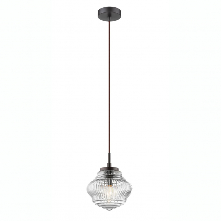 Lustre - Lustra pe fir stil vintage Ester Ø18 cm sticla transparenta, metal negru, 838182 - Novaluce