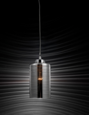 Lustra pe fir Stripe sticla fumurie crom, forma cilindrica, design modern, 9361561 - Novaluce [1]