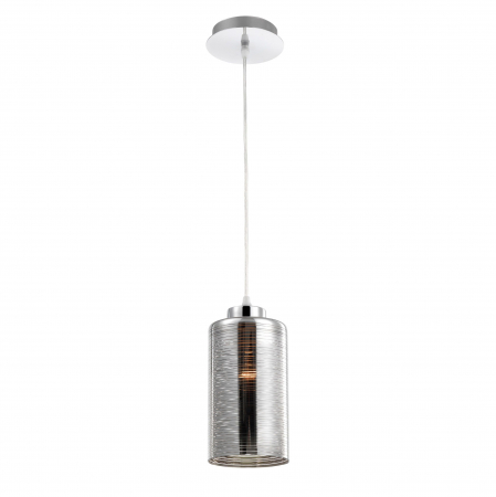 Lustre - Lustra pe fir Stripe sticla fumurie crom, forma cilindrica, design modern, 9361561 - Novaluce