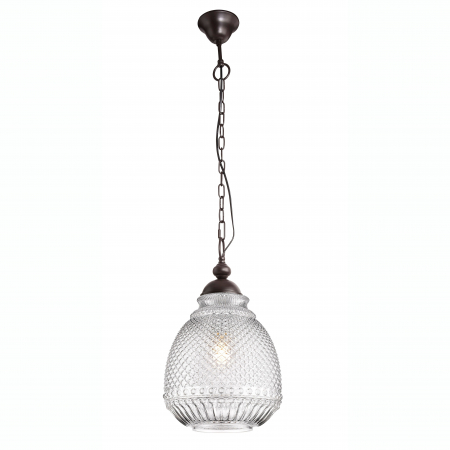 Lustre - Lustra pe lant stil vintage Broen Ø27 cm sticla transparenta/fumurie/galbena forme geometrice, metal, 8381441 - Novaluce
