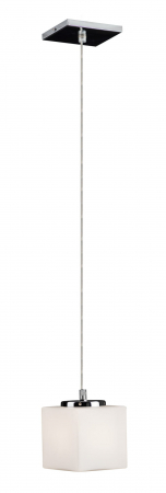 Lustra pendul alb cub din sticla opal Leon 11x11 cm baza metal, inaltime reglabila, MD3014S-1W - Maxlight [1]