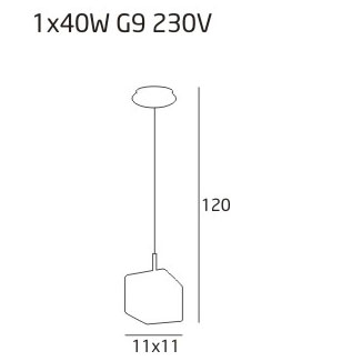 Lustra pendul alb cub din sticla opal Leon 11x11 cm baza metal, inaltime reglabila, MD3014S-1W - Maxlight [2]