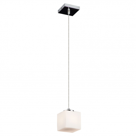 Produse - Lustra pendul alb cub din sticla opal Leon 11x11 cm baza metal, inaltime reglabila, MD3014S-1W - Maxlight
