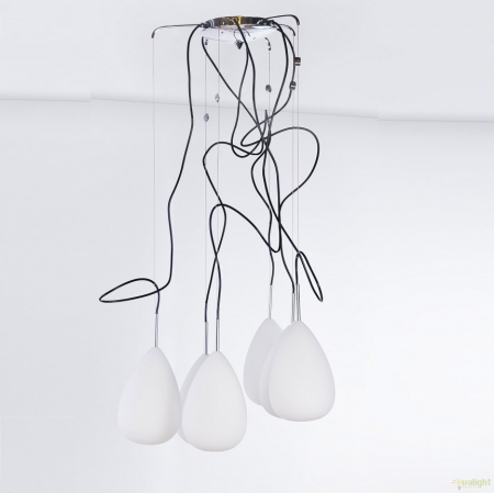 Lustra pendul alba Ares 6 becuri 46x46 cm, sticla/metal crom, AZ 0157 - Azzardo [1]