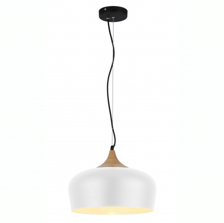 Lustre - Lustra pendul alba/neagra cu detaliu lemn Dorota Ø 36 cm, design modern, AZ 1330 - Azzardo