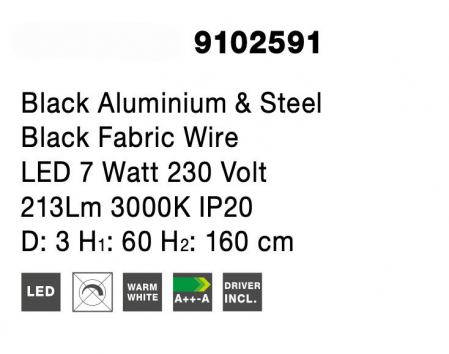 Lustra pendul alba/neagra Govin LED 7W, design modern metal, 9102592 - Novaluce [10]