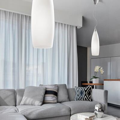 Lustra pendul alba Slim 45 cm, sticla/detalii metal crom, design modern, AZ 0120 - Azzardo [3]