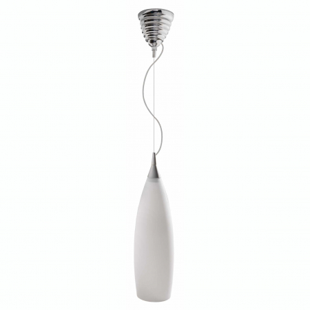 Lustre - Lustra pendul alba Slim 45 cm, sticla/detalii metal crom, design modern, AZ 0120 - Azzardo