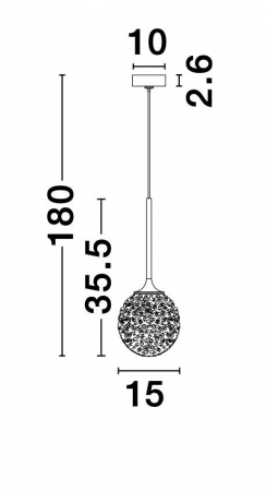 Lustra pendul aurie Fedora Ø15/30 cm, glob sticla structurata, bec LED G9, 9260211 - Novaluce [4]
