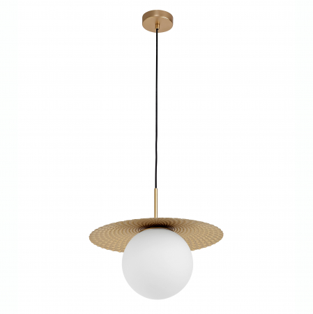 Lustre - Lustra pendul aurie/neagra Deepak, glob alb sticla, detalii metal, design modern, 9988381 - Novaluce