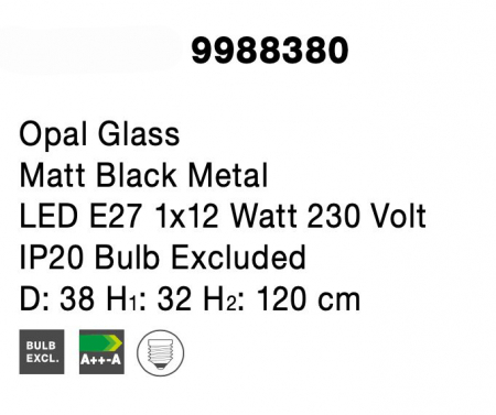 Lustra pendul aurie/neagra Deepak, glob alb sticla, detalii metal, design modern, 9988381 - Novaluce [8]