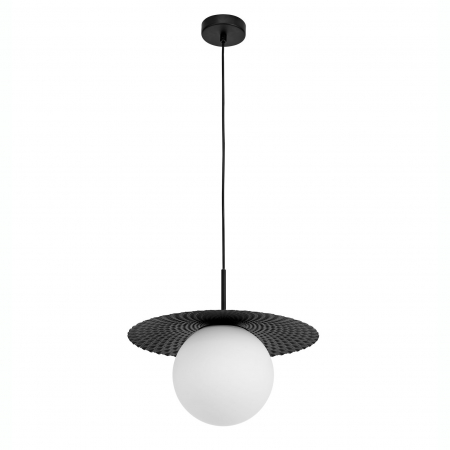 Lustra pendul aurie/neagra Deepak, glob alb sticla, detalii metal, design modern, 9988381 - Novaluce [5]