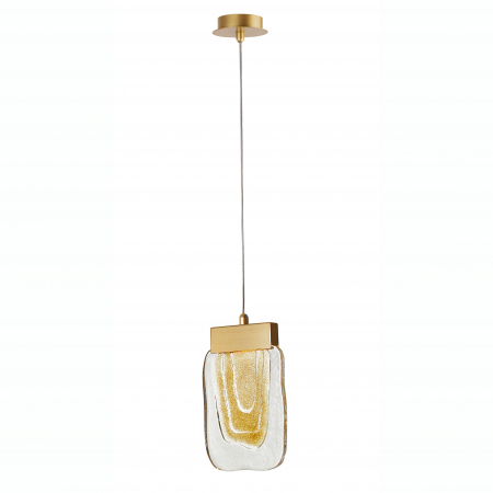 Promotii - Lustra pendul aurie Rock LED dimabil, forma sectiune piatra, 9160281 - Novaluce