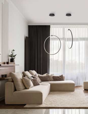 Lustra pendul cerc negru Nikom Ø68 cm iluminare LED dimabila, design minimalist, 9820591 - Novaluce [7]