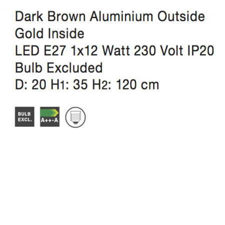 Lustra pendul conic maro Vemor Ø 20 cm metal, inaltime reglabila, 8942204 - Novaluce [3]
