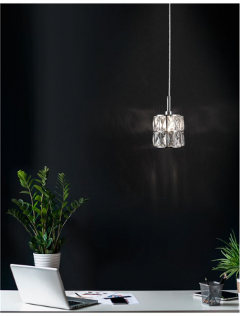 Lustra pendul din cristal transparent Valeri, Ø 11 cm, baza metal cromat, 8538101 - Novaluce [1]
