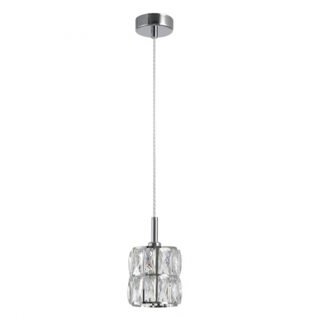 Lichidare stoc - Lustra pendul din cristal transparent Valeri, Ø 11 cm, baza metal cromat, 8538101 - Novaluce