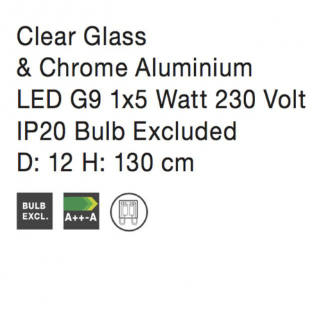Lustra pendul din sticla transparenta Alexis, Ø 12 cm, baza metal cromat, 8540401 - Novaluce [2]
