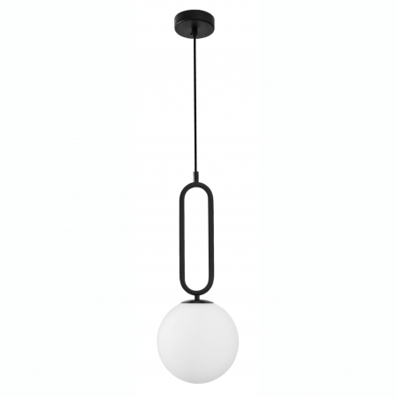 Lustre - Lustra pendul glob alb cu auriu/negru Junia Ø20/25 cm, design modern, sticla/metal, 9191202 - Novaluce
