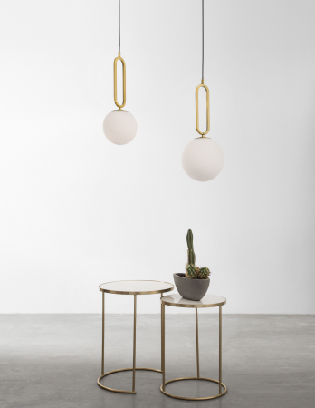 Lustra pendul glob alb cu auriu/negru Junia Ø20/25 cm, design modern, sticla/metal, 9191251 - Novaluce [4]