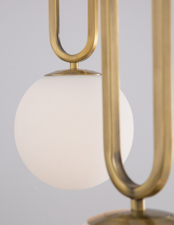 Lustra pendul glob alb cu auriu/negru Junia Ø20/25 cm, design modern, sticla/metal, 9191251 - Novaluce [2]