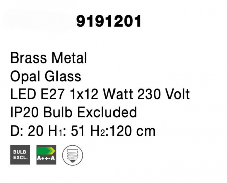Lustra pendul glob alb cu auriu/negru Junia Ø20/25 cm, design modern, sticla/metal, 9191251 - Novaluce [10]