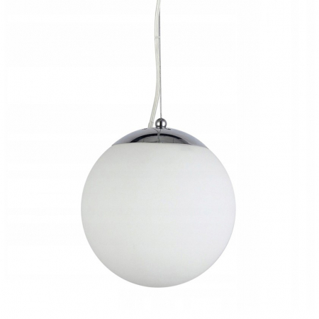 Lichidare stoc - Lustra pendul glob alb sticla Pelayo stil minimalist, diverse dimensiuni, detalii metal crom, AZ 2516 - Azzardo