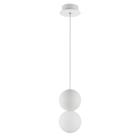 Lustra pendul gri/alba beton Chiro Ø 10 cm, abajur sferic de sticla, inaltime reglabila, 9704192 - Novaluce [0]