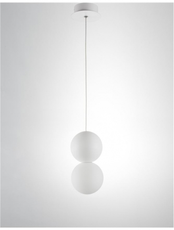 Lustra pendul gri/alba beton Chiro Ø 10 cm, abajur sferic de sticla, inaltime reglabila, 9704192 - Novaluce [3]