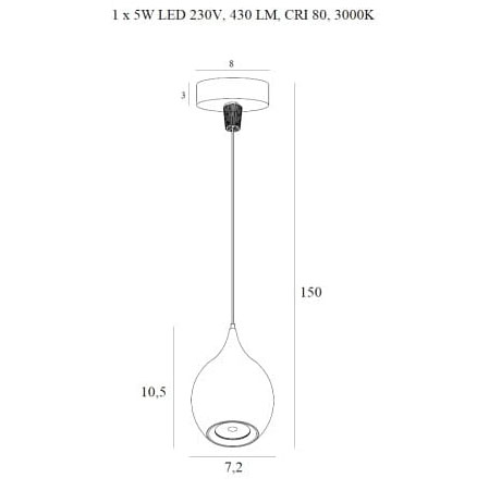 Lustra pendul iluminare LED Devan negru Ø 7,2 cm din metal, inaltime reglabila, P0435 - Maxlight [1]