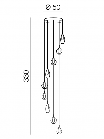 Lustra pendul Jiro 50x330 cm, 9 becuri spirala, sticla cromata/simpla/armaie si metal, AZ 3134 - Azzardo [3]
